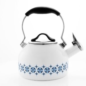 Talavera enamel-on-steel front view of teakettle