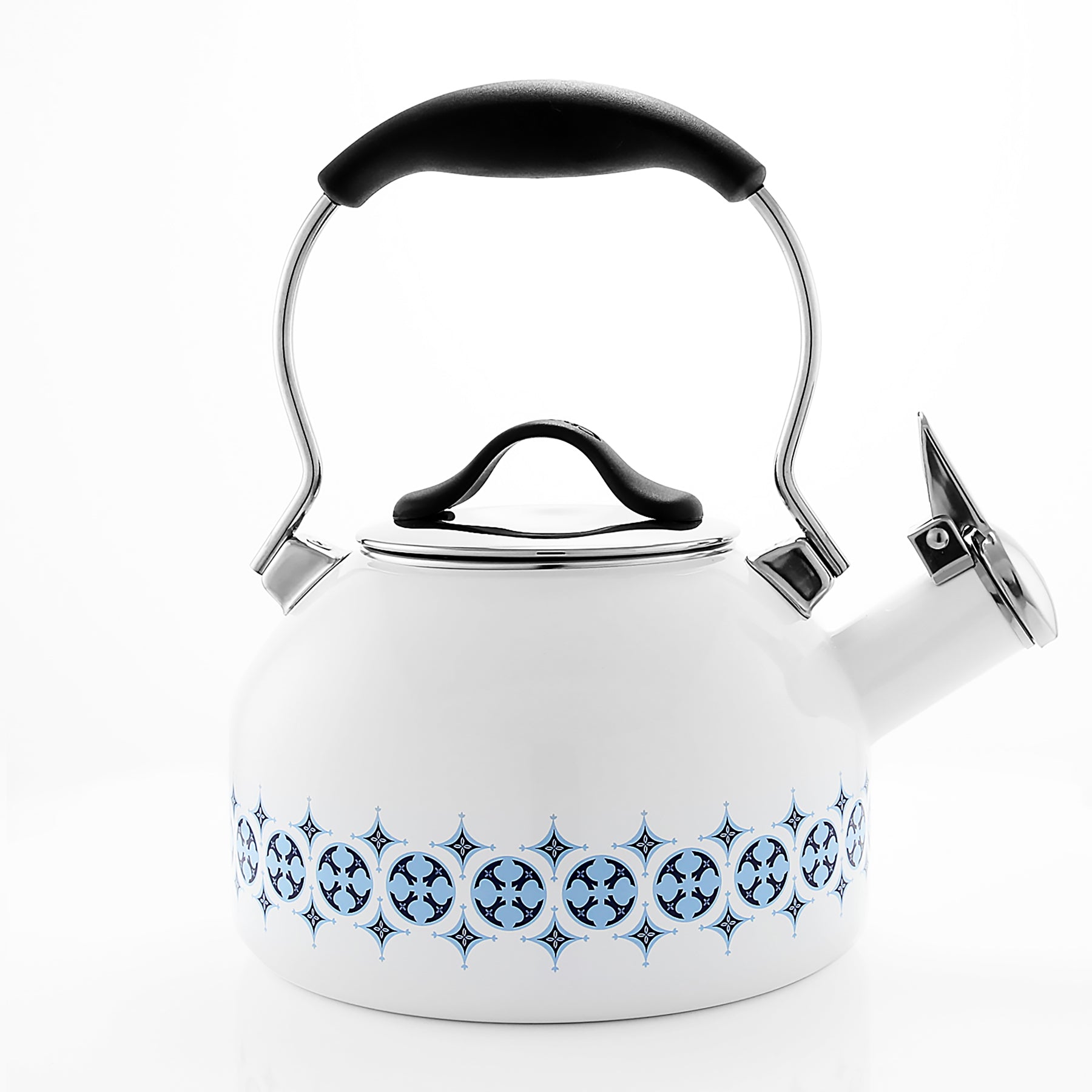 37-OOLWP1WT2 Talavera enamel-on-steel front view of teakettle