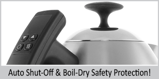 indicator light illuminates while kettle is in use auto shut off and boil dry safety protection