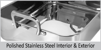 polished stainless steel interior and exterior