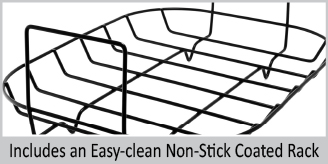 includes an easy clean non-stick coated rack