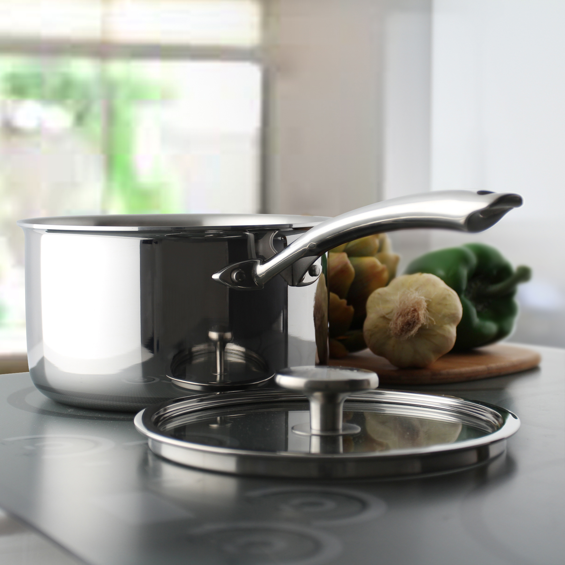 Chantal's top of the line!  This world-class cookware features bonded, multi-ply, construction that transfers heat easily and efficiently