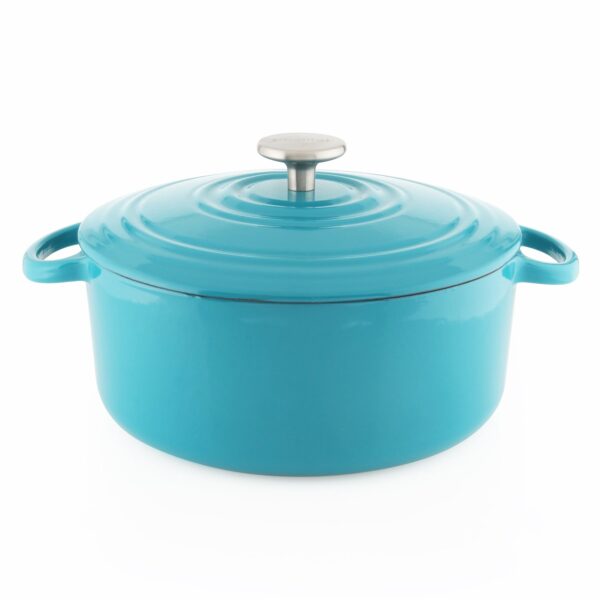 cast iron dutch oven 5 quart in aqua
